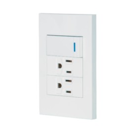 Placa armada 1 interruptor, 2 contactos, 1mod, Española, blanco – VOLTECK