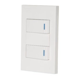 Placa armada 2 interruptores 1de 3vías, 1 mod, Española, blanco – VOLTECK