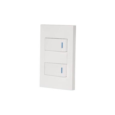 Placa armada 2 interruptores 1de 3vías, 1 mod, Española, blanco – VOLTECK