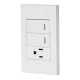 Placa armada 2 interruptores, 1 contacto, 1mod, Española, blanco – VOLTECK