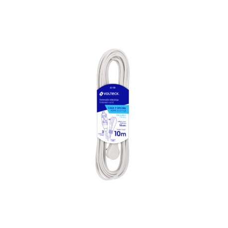 Extensión eléctrica doméstica, 10 m, blanca, Volteck