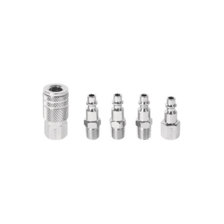 Juego de 4 conectores y 1 cople para compresor, Pretul