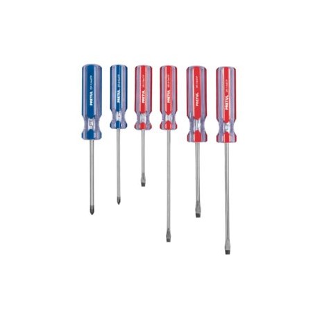 Juego de 6 Desarmadores con Mango PVC JD-6TP PRETUL