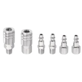 Juego de 4 Conectores y 2 Coples para Compresor de Aire CORAL-6P PRETUL