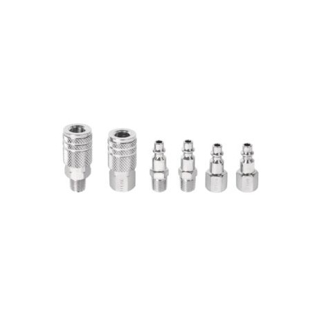 Juego de 4 Conectores y 2 Coples para Compresor de Aire CORAL-6P PRETUL