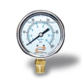 Manometro de Glicerina 0-200 PSI 1/4 NPT Evans