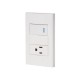 Placa armada 1 interruptor, 1 contacto, 1mod, Española, blanco – VOLTECK